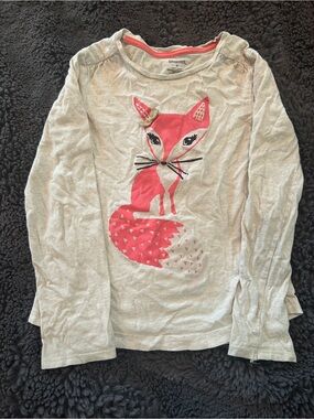 Gymboree Cream Long-Sleeve Top with Pink Fox Graphic